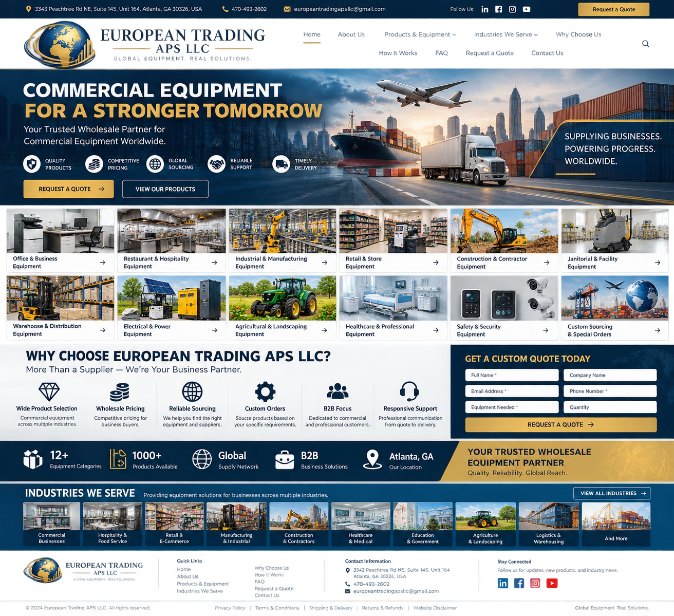 European Trading APS LLC commercial equipment and global wholesale solutions